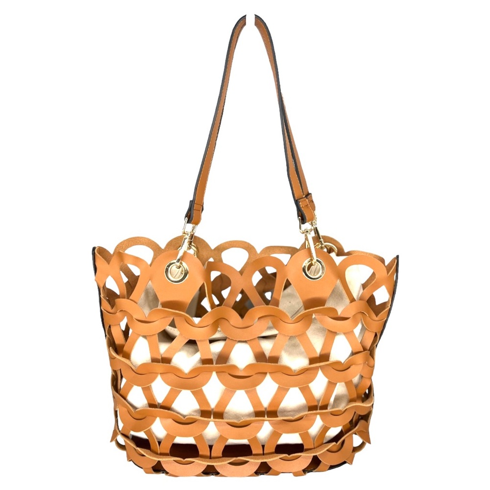MODA LUXE Paige Tan Tote Bag Vegan Leather Tan Tote Handbag - Picture 2 of 14